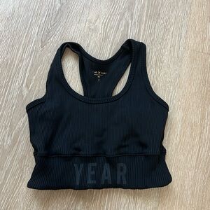 Year of Ours Black Ribbed Racerback Sports Bra